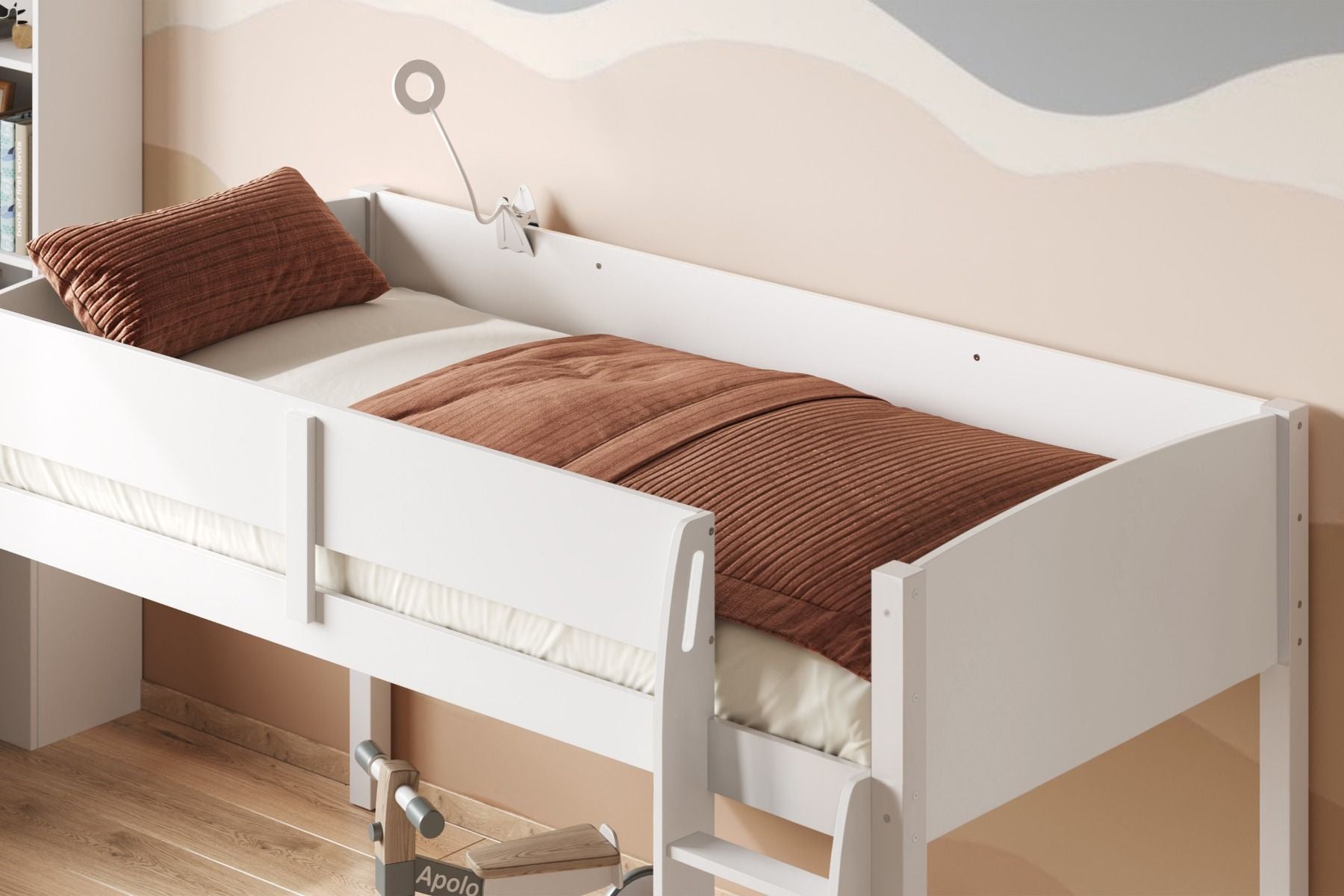 Loop Wooden Midsleeper White Cabin Bed