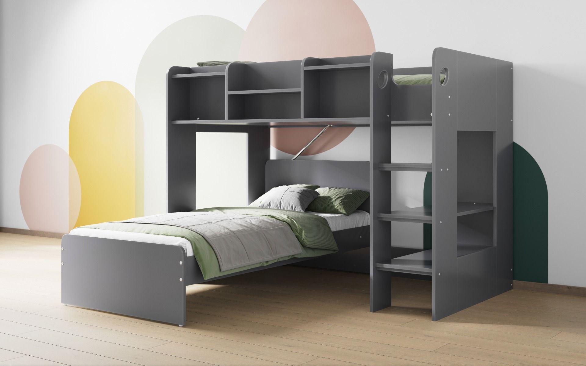 Wizard Junior Grey L Shaped Bunk Bed