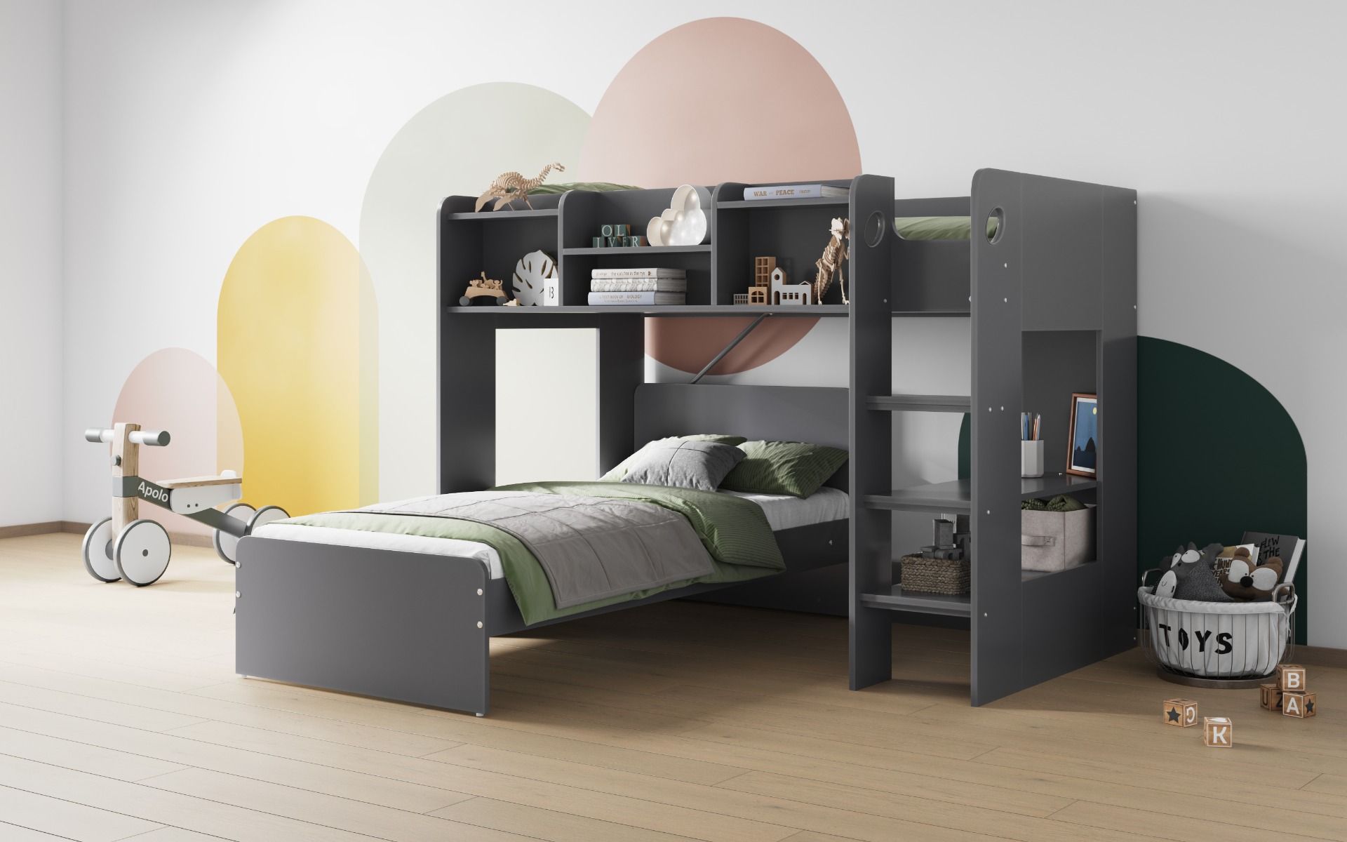 Wizard Junior Grey L Shaped Bunk Bed