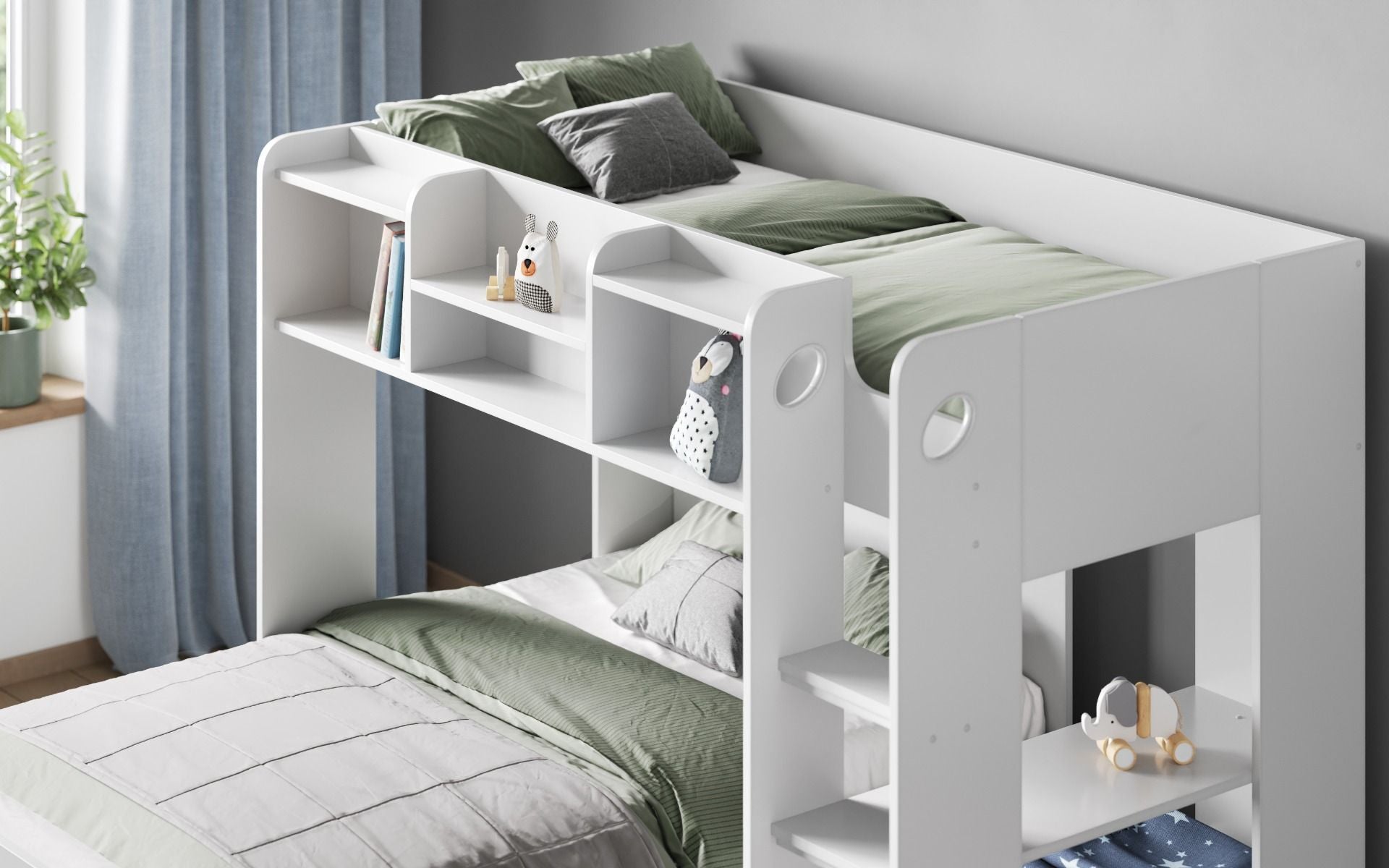 Wizard Junior White L Shaped Bunk Bed