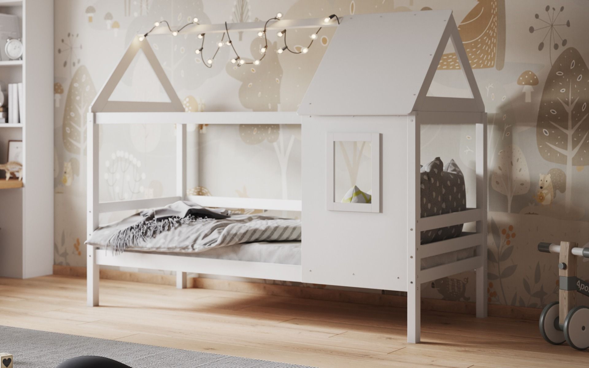 Wooden Nature White Treehouse Bed