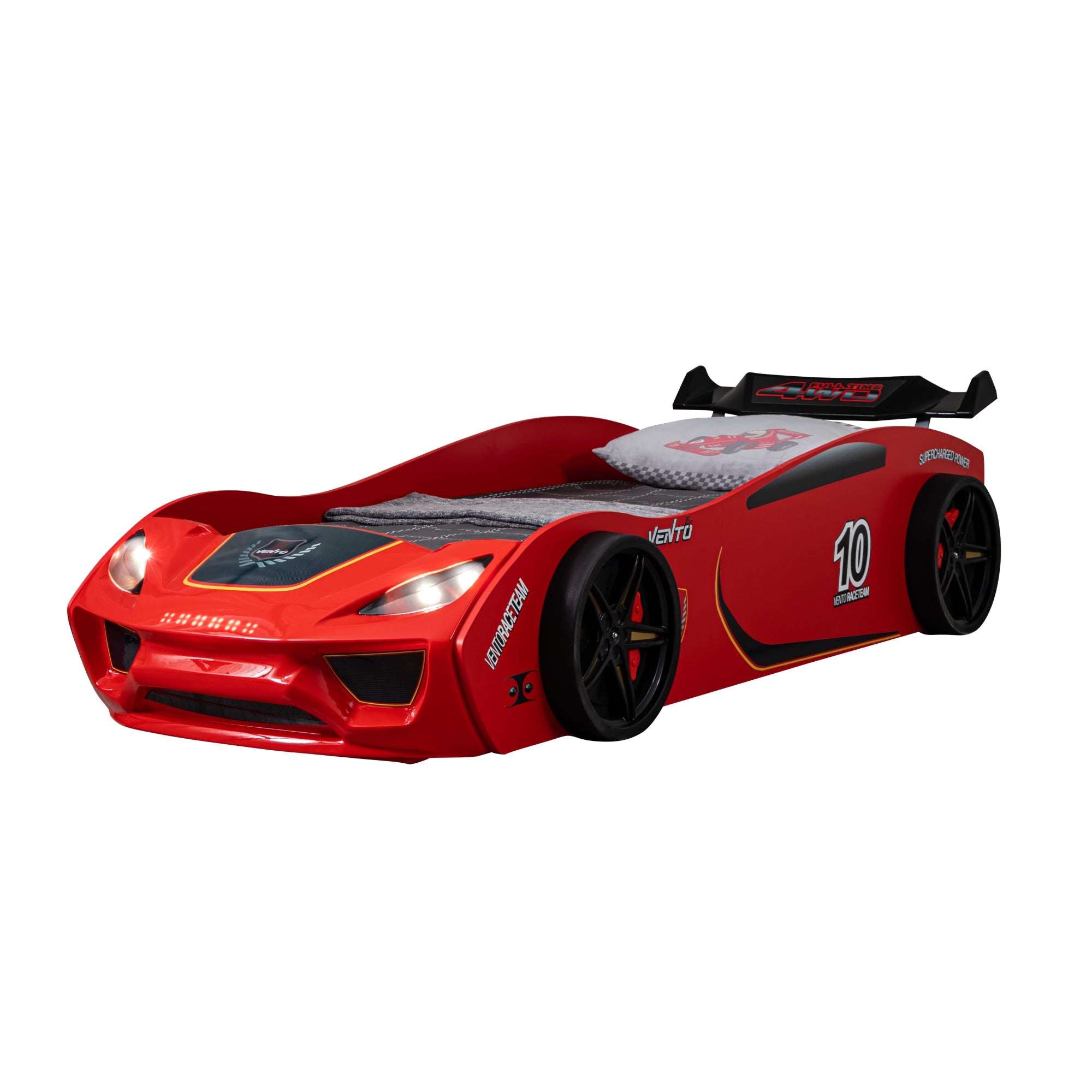 Hudson GTR 3FT Single Red Novelty Racing Car Bed with LED Lights