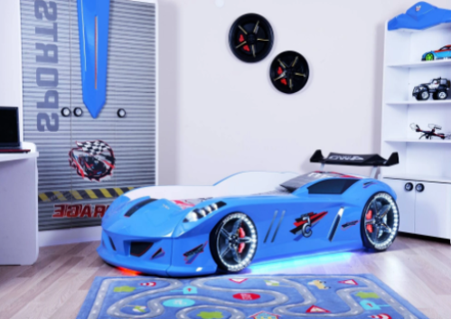 Blue race car bed deals