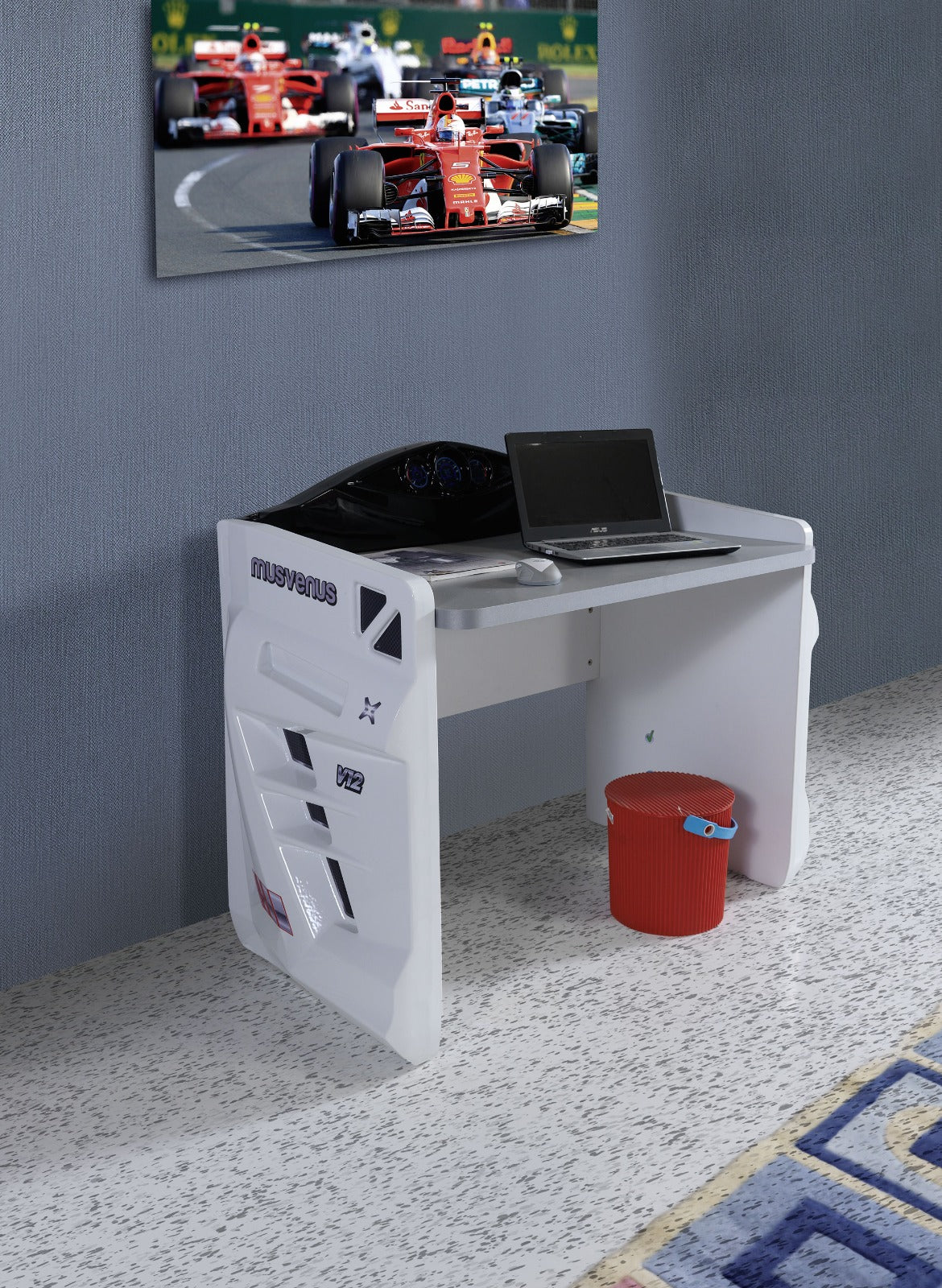 White Racing Car Themed Desk