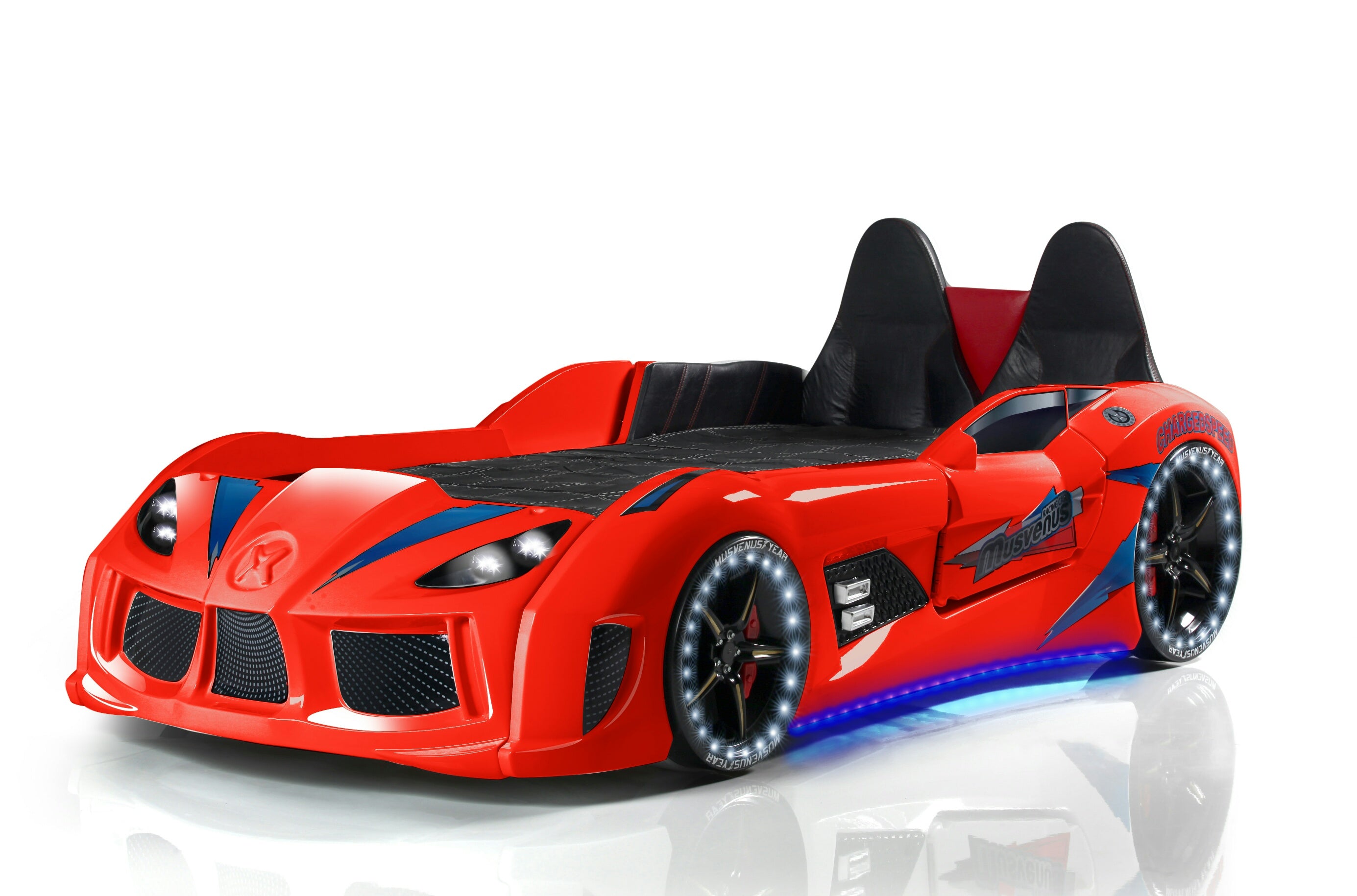 Aston 3FT Single Red Racing Car Bed with LED Lights & Sounds