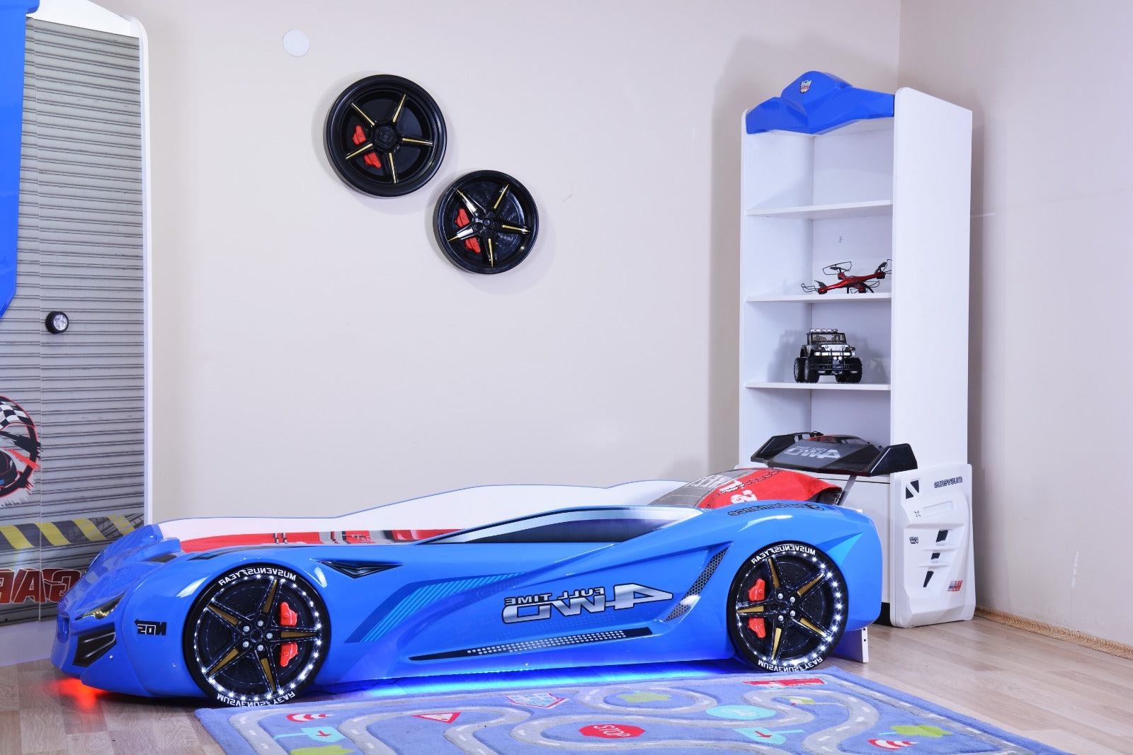 Blue Racing Car Themed Furniture Set