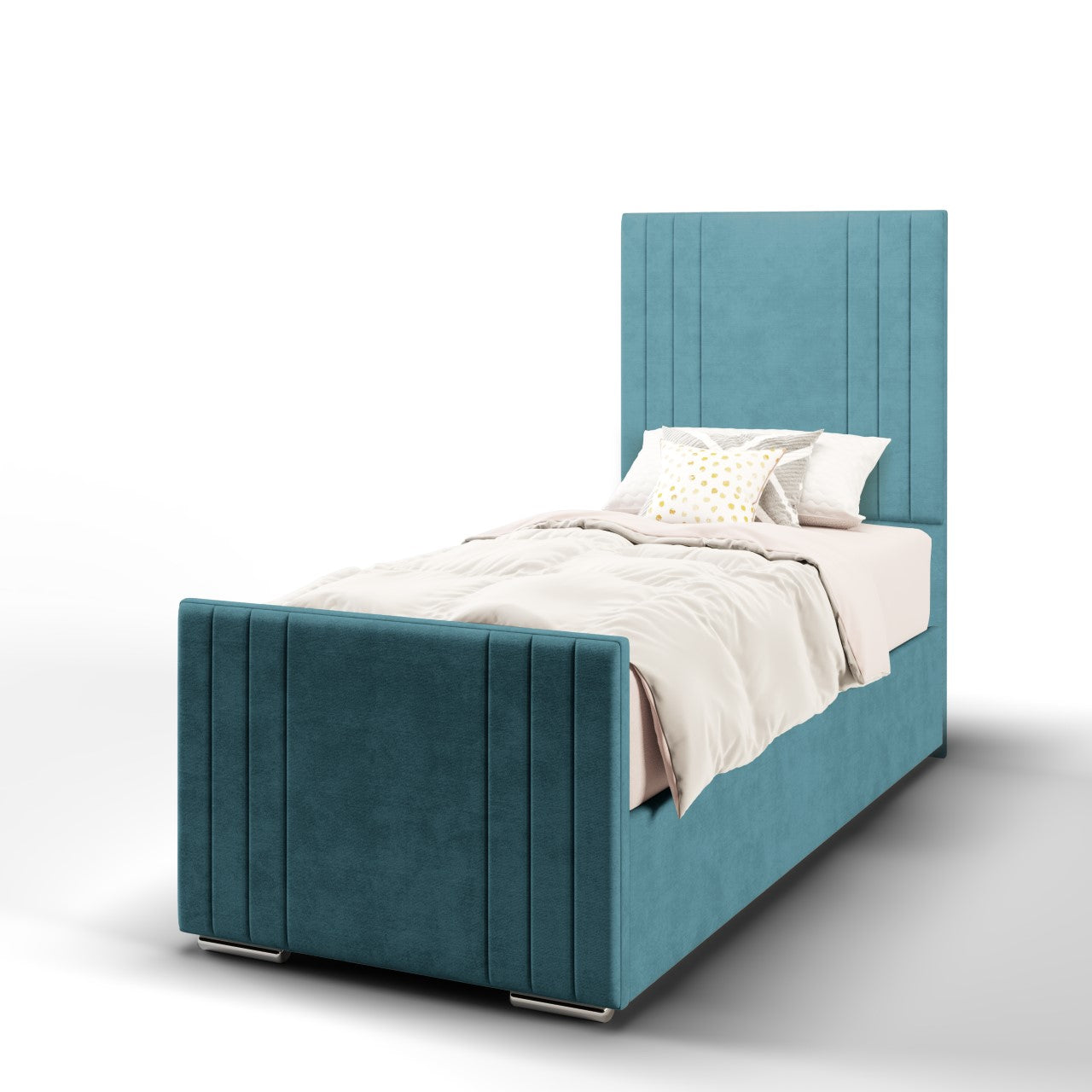 Zien Fabric Tall Headboard with Frame Bed Base Set - Footend