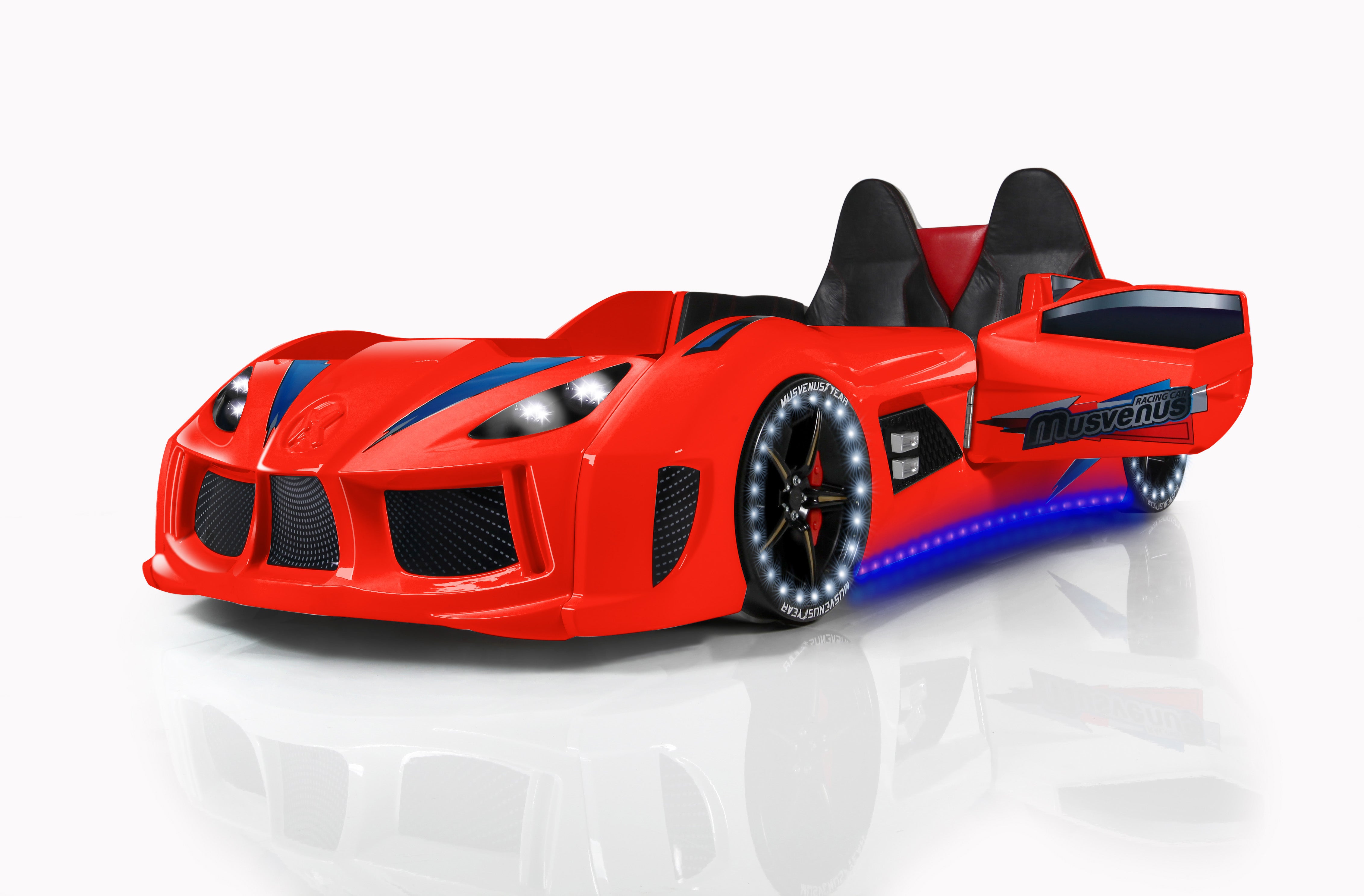 Aston 3FT Single Red Racing Car Bed with LED Lights & Sounds